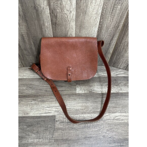 Lucky Brand Handbags - Lucky Brand The Point Leather Saddle Bag Cognac Leather Crossbody Purse Bag